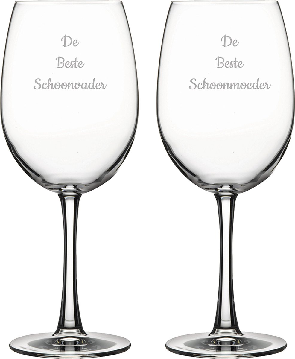 Gegraveerde Rode wijnglas 46cl De Beste Schoonvader- De Beste Schoonmoeder