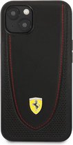 Ferrari Leather Curved Line Back Case - Geschikt voor Apple iPhone 13 Mini (5.4") - Zwart