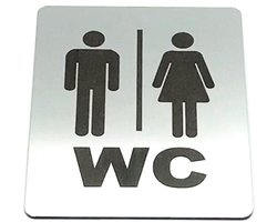 Deurbordje - WC bordje - WC - Toiletbord - Bordje - RVS Look