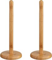 Bol.com 2x Stuks ronde keukenrolhouder naturel 125 x 32 cm van bamboe hout - Keukenpapier houder - Keukenrol houder aanbieding