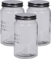 Set van 5x stuks glazen keuken/voedsel bewaar voorraadpotten 18 cm - 1000 ml - Voorraadbussen met luchtdichte deksel