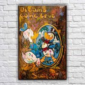 ✅ UNIEK 1 van de 10 - Donald Duck Artwork Dreams Come True - Motivatie artwork - Kunstwerk Canvas - groot - Print op Canvas schilderij - CUSTOM LUXURY WALL ART - FILM ART - CUSTOM
