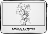 Laptophoes 14 inch - Maleisië - Stadskaart - Zwart Wit - Laptop sleeve - Binnenmaat 34x23,5 cm - Zwarte achterkant