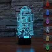 Klarigo®️ Nachtlamp – 3D LED Lamp Illusie – Star Wars - 16 Kleuren – Bureaulamp – R2D2 – Sfeerlamp – Nachtlampje Kinderen – Creative - Afstandsbediening