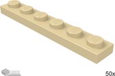 LEGO Plaat 1x6, 3666 Tan 50 stuks