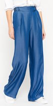 LOLALIZA Wijde tencel broek - Donker Blauw - Maat 34