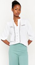 LOLALIZA Tetra blouse met borduursel - Wit - Maat 34