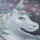 Tapis pour enfants à poil ras Motif de licorne étoile Gris