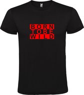 Zwart T shirt met print van " BORN TO BE WILD " print Rood size XS