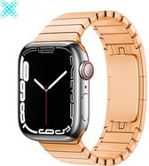 MY PROTECT® Luxe Metalen Armband Voor Apple Watch Series 1/2/3/4/5/6/7/SE 42/44/45mm Horloge Bandje - iWatch Schakel Polsband Strap RVS - Stainless Steel Watch Band - Rosé