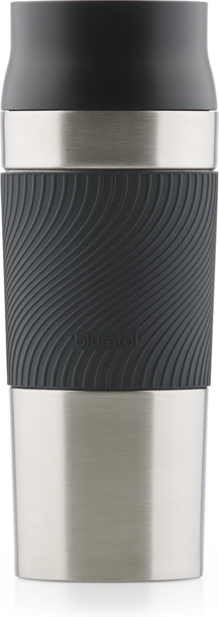 Blumtal Thermosbeker Classic - Lekvrij, BPA-Vrij en Vaatwasserbestendig - Hoge Kwaliteit Thermosfles met Quick-Press Sluiting - Travel Mug 500 ml - Zwart