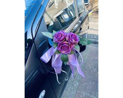 AUTODECO.NL - MIA OUD PAARS Trouwauto Versiering Parse Rozen met Linten - Bloemen op de Auto Bruiloft - Buitenspiegels Decoratie - Trouwerij/ Huwelijk/Bruiloft Decoratie/ Versiering Spiegel Auto/ Autoversiering voor Volgauto's