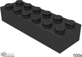 LEGO Bouwsteen 2 x 6, 2456 Zwart 100 stuks