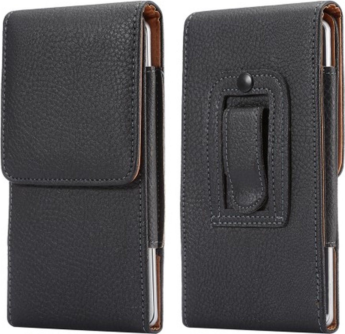 Telestore - Leren flip tasje hoesje + clip broekclip - riem hoesje - broek clip - Hoesje voor op het werk - Oppo A54S / A16 / A16S