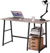 Kamyra® Bureau met Opbergruimte - Laptop tafel - Bureautafel - Geschikt voor Werken & Gaming en - 120x50x73 - Grijs / Zwart