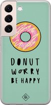 Samsung S22 hoesje siliconen - Donut worry | Samsung Galaxy S22 case | mint | TPU backcover transparant