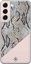 Casimoda® hoesje - Geschikt voor Samsung S22 Plus - Snake Print - Backcover - Siliconen/TPU - Roze