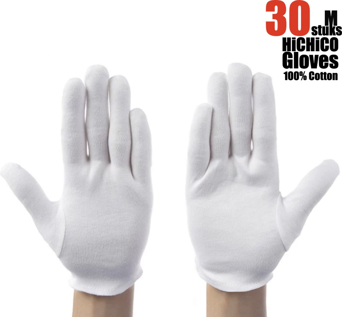 Witte katoenen Handschoen – Gloves Soft 100% Cotton Gloves Coin Jewelry Silver Inspection Gloves Stretchable Lining Glove - Handschoenen - Handschoenen Cotton Maat M 30Stuks/15Pairs M HiCHiCO