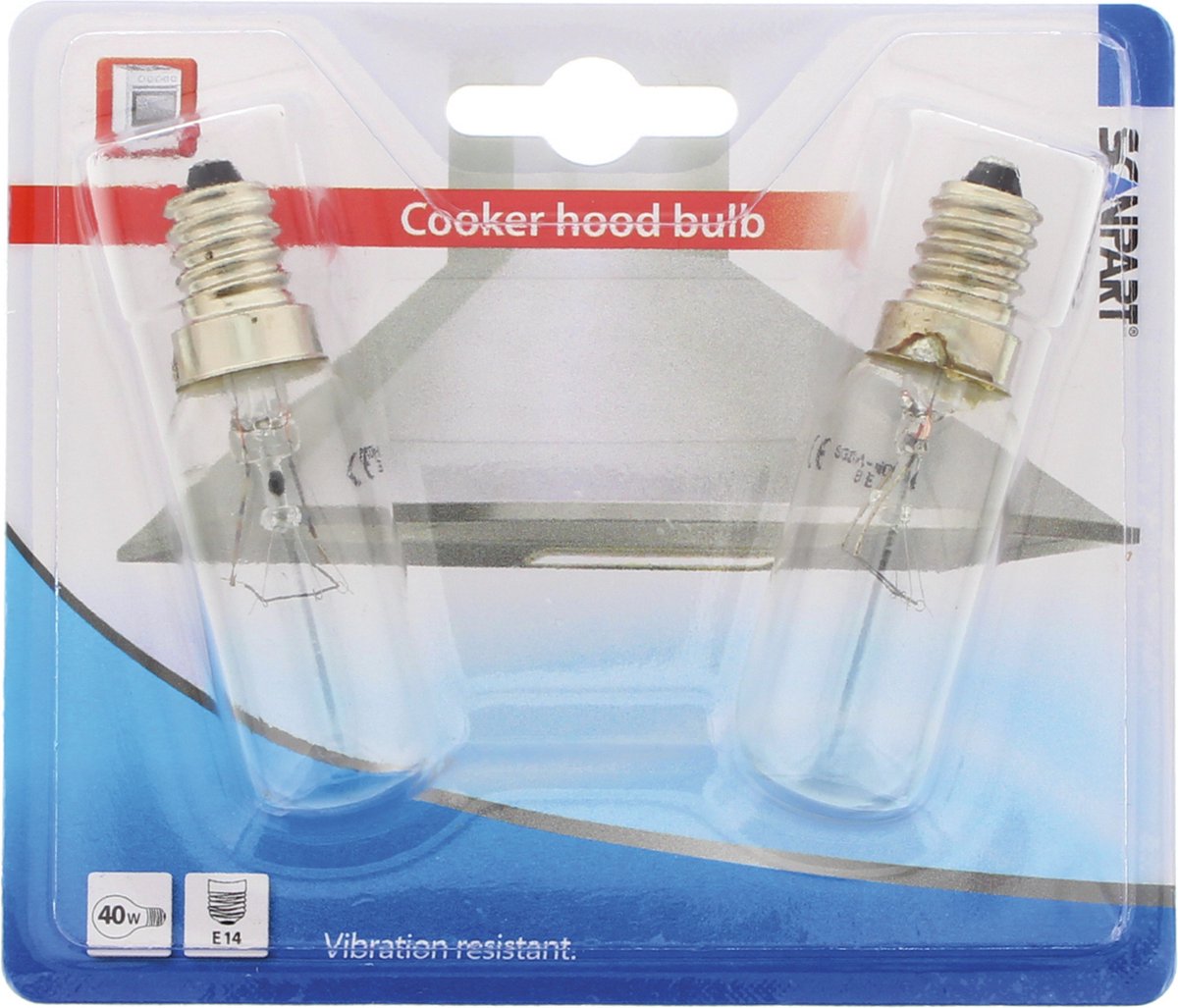Scanpart afzuigkaplamp E14 - 40W - Halogeen - Wasemkaplamp - Dampkaplamp - 2 stuks