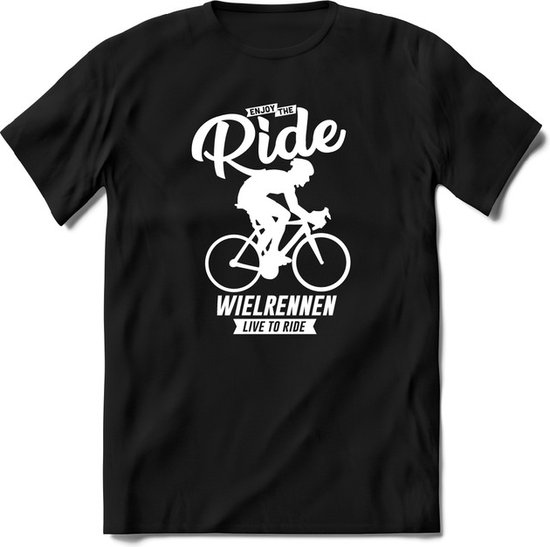 Foto: Enjoy the ride fiets t shirt heren dames perfect wielren cadeau shirt grappige spreuken zinnen en teksten maat s