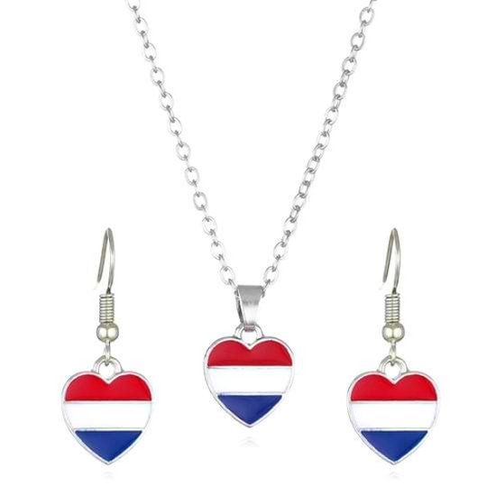Verder Voor u Mooi Luxe set ketting met hanger en oorbellen Nederland | Zilver plated |  Nederlandse vlag... | bol.com