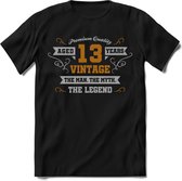 13 Jaar Legend - Feest kado T-Shirt Heren / Dames - Zilver / Goud - Perfect Verjaardag Cadeau Shirt - grappige Spreuken, Zinnen en Teksten. Maat L