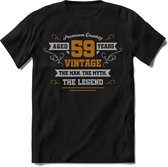 59 Jaar Legend - Feest kado T-Shirt Heren / Dames - Zilver / Goud - Perfect Verjaardag Cadeau Shirt - grappige Spreuken, Zinnen en Teksten. Maat S