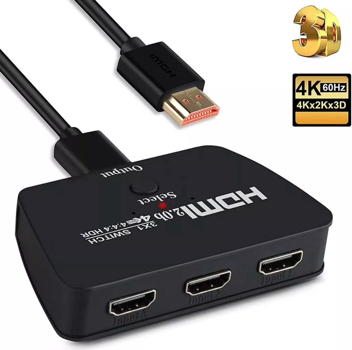 Astilla Products - HDMI Switch 3 in 1 - 4K HDMI Splitter 60Hz inclusief HDMI kabel - 3 Poort Switcher 18.5 Gbps