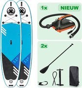 KRAKEN Dubbellaags SUP 11’0 Sky | Premium Double Layer Fusion Supboard | met Kayak Zitje en GlassFibre peddel - Complete Set - 335x81x15 CM - Stand Up Paddle Board - PREMIUM Kwalit