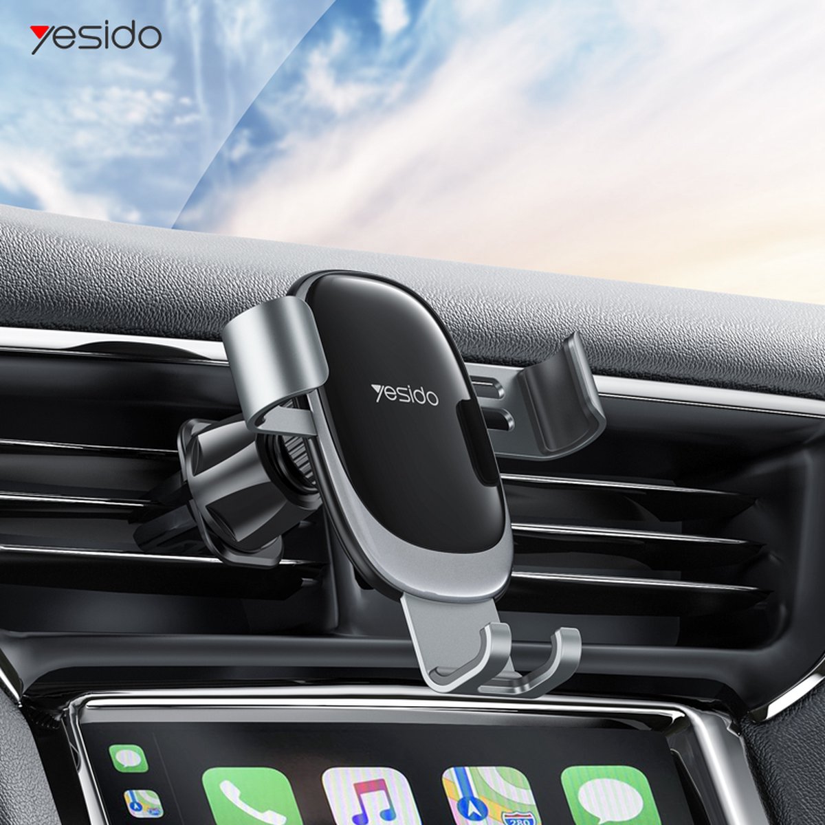 Yesido Autohouder telefoon smartphone - GSM Houder Auto - Telefoon houder Auto ventilatie - Telefoonhouder auto