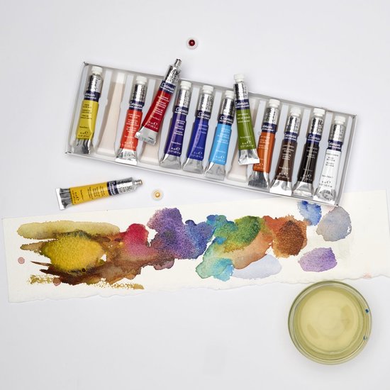 Winsor & Newton 0390636 Cotman Aquarelverf Set – 12 Tubes 8 ml – Professionele Waterverf voor Studio en Rei
