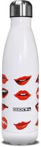 RVS thermosfles - wit / rood - Kiss - 500 ml - waterfles - drinkfles - sport