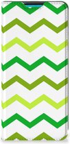 Leuk Telefoonhoesje Geschikt voor Samsung Galaxy A73 Bookcase Zigzag Groen