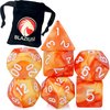 Afbeelding van het spelletje DnD dice set - Inclusief velvet bewaarzakje - Orange & Yellow - Dungeons and Dragons dobbelstenen