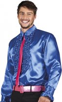 Voordelige blauwe rouche blouse L