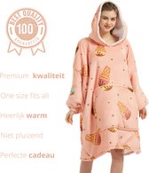 Q-Living Fleece Deken Met Mouwen - Hoodie Blanket - TV Deken - Ice Cream