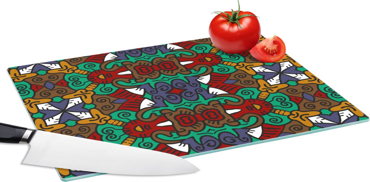 Glazen Snijplank - 39x28 - Afrika - Patronen - Abstract - Groen - Snijplanken Glas