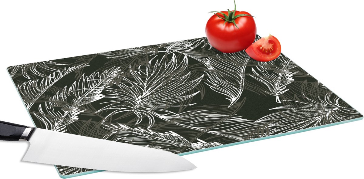 Glazen Snijplank - 39x28 - Palmblad - Tropisch - Design - Hawaii - Snijplanken Glas