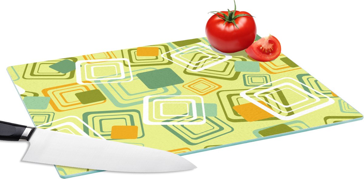 Glazen Snijplank - 39x28 - Jaren 70 - Patronen - Abstract - Snijplanken Glas