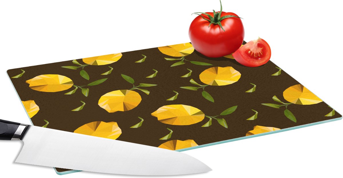 Glazen Snijplank - 28x20 - Citroen - Fruit - Patronen - Origami - Snijplanken Glas
