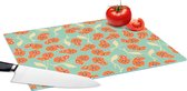 Glazen Snijplank - 39x28 - Retro - Bloemen - Design - Oranje - Snijplanken Glas