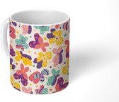 Mok - Koffiemok - Bloemen - Vlinders - Dieren - Patronen - Mokken - 350 ML - Beker - Koffiemokken - Theemok