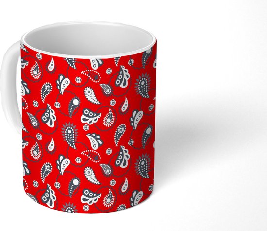 Foto: Mok koffiemok bandana flora retro design mokken 350 ml beker koffiemokken theemok