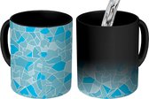 Magische Mok - Foto op Warmte Mokken - Koffiemok - Blauw - Patronen - Glas in lood - Magic Mok - Beker - 350 ML - Theemok