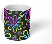 Mok - Koffiemok - Bloemen - Neon - Patronen - Psychedelisch - Mokken - 350 ML - Beker - Koffiemokken - Theemok