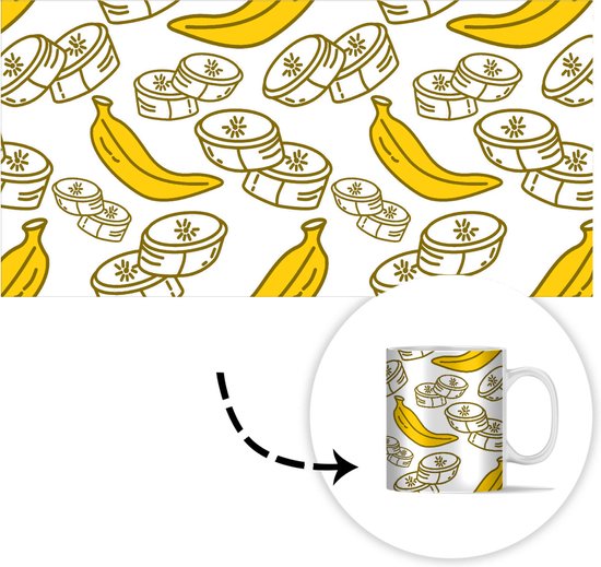 Tasse - Tasse à café - Banane - Motifs - Fruits - Tasses - 350 ML - Tasse - Tasses à café - Tasse à thé - Décoration Sinterklaas - Cadeaux pour enfants - Chaussures cadeaux Sinterklaas