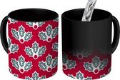 Magische Mok - Foto op Warmte Mokken - Koffiemok - Bladeren - Kerst - Patroon - Hulst - Magic Mok - Beker - 350 ML - Theemok