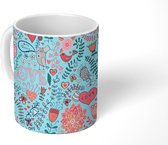 Mok - Koffiemok - Vogel - Flora - Valentijn - Mokken - 350 ML - Beker - Koffiemokken - Theemok