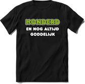 100 Jaar Goddelijk - Feest kado T-Shirt Heren / Dames - Wit / Groen - Perfect Verjaardag Cadeau Shirt - grappige Spreuken, Zinnen en Teksten. Maat 3XL