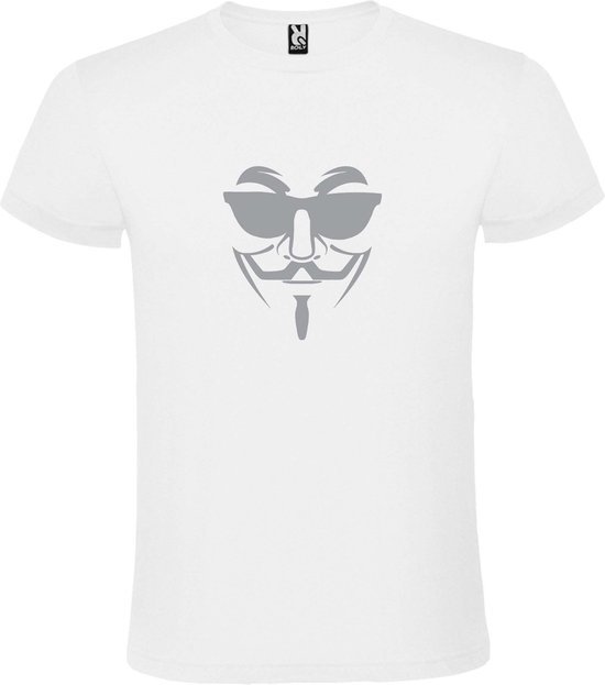 Wit T shirt met print van " Vendetta " print Zilver size XXXXXL